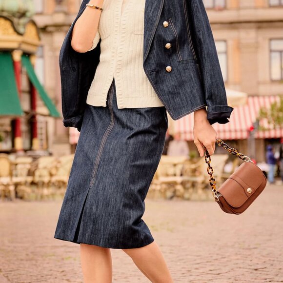 NWOT - Talbots Plus Size Refined Denim Double Breasted Blazer - Picture 3 of 3